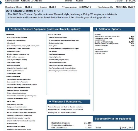 New 2018 Maserati GranTurismo Sport for sale Sold at Maserati of Greenwich in Greenwich CT 06830 24
