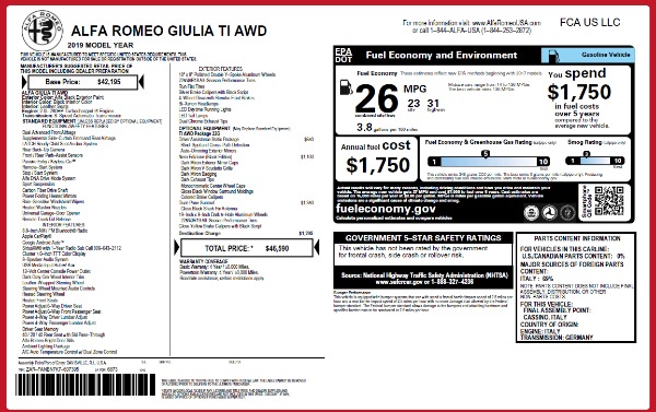 New 2019 Alfa Romeo Giulia Ti Q4 for sale Sold at Maserati of Greenwich in Greenwich CT 06830 26