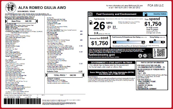 New 2019 Alfa Romeo Giulia Q4 for sale Sold at Maserati of Greenwich in Greenwich CT 06830 26