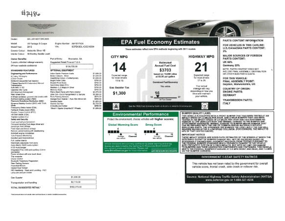 Used 2012 Aston Martin V8 Vantage S Coupe for sale Sold at Maserati of Greenwich in Greenwich CT 06830 21