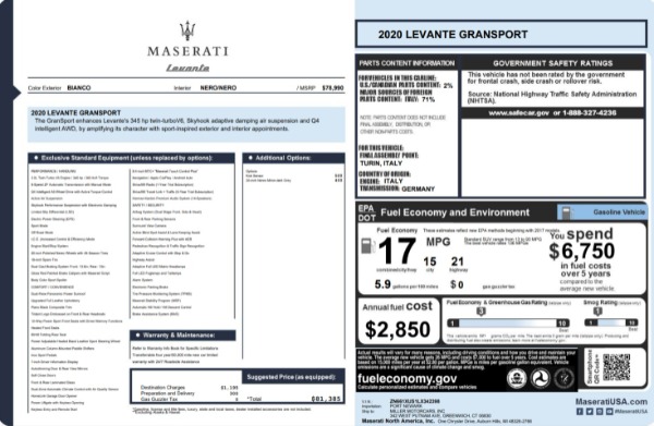 New 2020 Maserati Levante Q4 GranSport for sale $81,385 at Maserati of Greenwich in Greenwich CT 06830 23