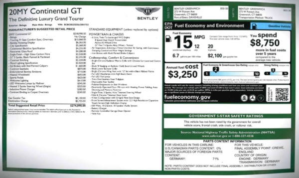 New 2020 Bentley Continental GT W12 for sale Sold at Maserati of Greenwich in Greenwich CT 06830 27