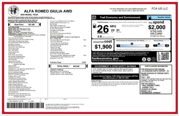 New 2020 Alfa Romeo Giulia Q4 for sale Sold at Maserati of Greenwich in Greenwich CT 06830 2
