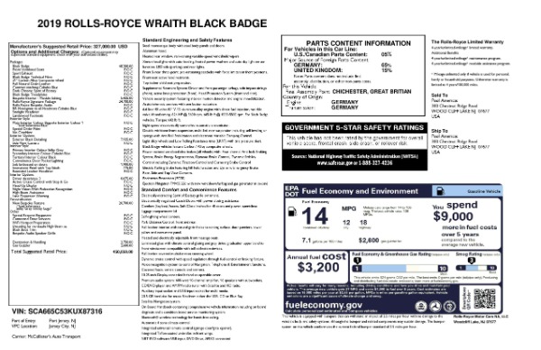 New 2019 Rolls-Royce Wraith Black Badge for sale Sold at Maserati of Greenwich in Greenwich CT 06830 9