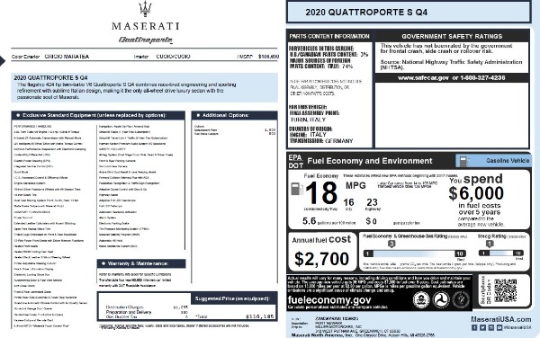 New 2020 Maserati Quattroporte S Q4 for sale Sold at Maserati of Greenwich in Greenwich CT 06830 2