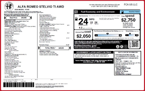 New 2020 Alfa Romeo Stelvio Ti Q4 for sale $49,695 at Maserati of Greenwich in Greenwich CT 06830 2