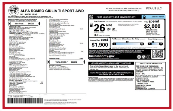 New 2021 Alfa Romeo Giulia Ti Sport Q4 for sale Sold at Maserati of Greenwich in Greenwich CT 06830 19