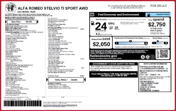 New 2021 Alfa Romeo Stelvio Ti Sport Q4 for sale $54,095 at Maserati of Greenwich in Greenwich CT 06830 28