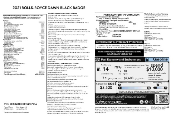 New 2021 Rolls-Royce Dawn Black Badge for sale Sold at Maserati of Greenwich in Greenwich CT 06830 9