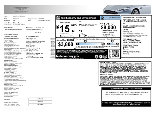 Used 2015 Aston Martin DB9 Volante for sale Sold at Maserati of Greenwich in Greenwich CT 06830 7