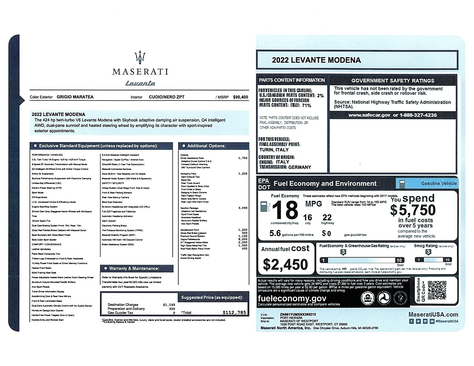 New 2022 Maserati Levante Modena for sale Sold at Maserati of Greenwich in Greenwich CT 06830 1