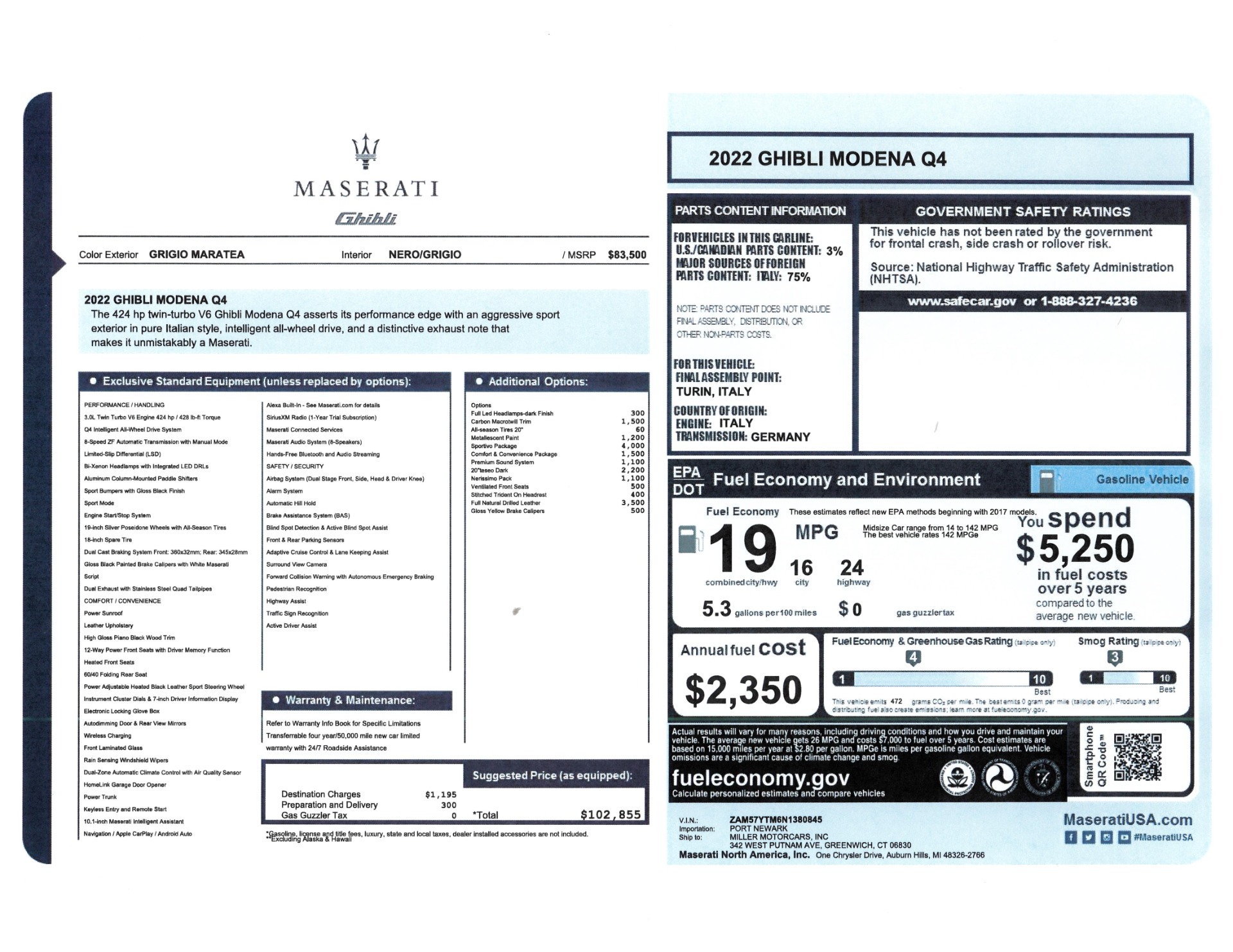 New 2022 Maserati Ghibli Modena Q4 for sale Sold at Maserati of Greenwich in Greenwich CT 06830 1