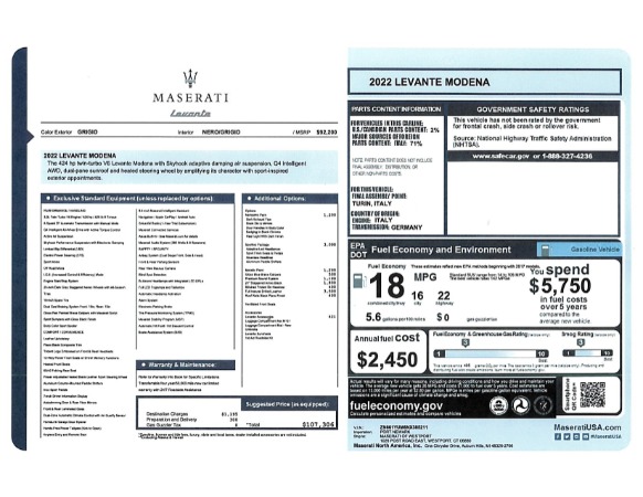 New 2022 Maserati Levante Modena for sale $107,306 at Maserati of Greenwich in Greenwich CT 06830 22