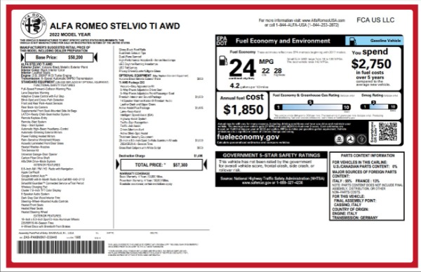 New 2022 Alfa Romeo Stelvio Ti for sale $57,300 at Maserati of Greenwich in Greenwich CT 06830 2