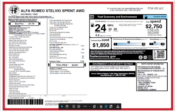 New 2022 Alfa Romeo Stelvio Sprint for sale Sold at Maserati of Greenwich in Greenwich CT 06830 22