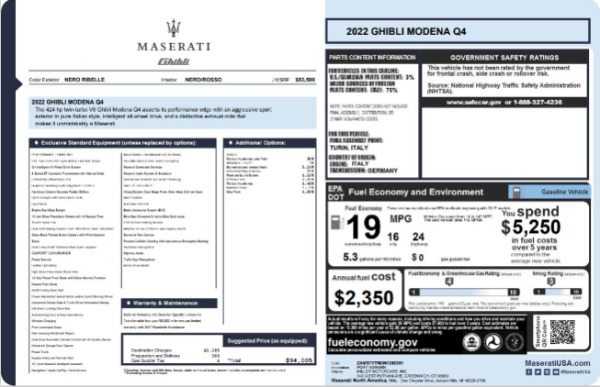 New 2022 Maserati Ghibli Modena Q4 for sale $84,457 at Maserati of Greenwich in Greenwich CT 06830 28