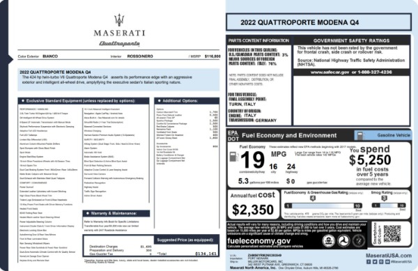 New 2022 Maserati Quattroporte Modena Q4 for sale $134,161 at Maserati of Greenwich in Greenwich CT 06830 28