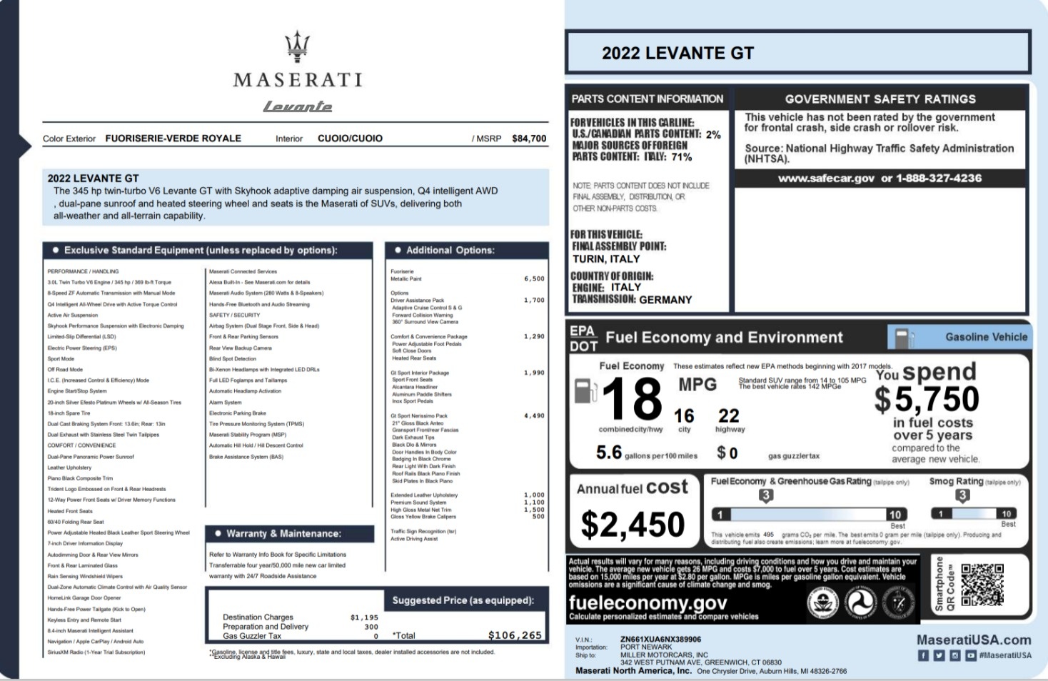 New 2022 Maserati Levante GT for sale Sold at Maserati of Greenwich in Greenwich CT 06830 1