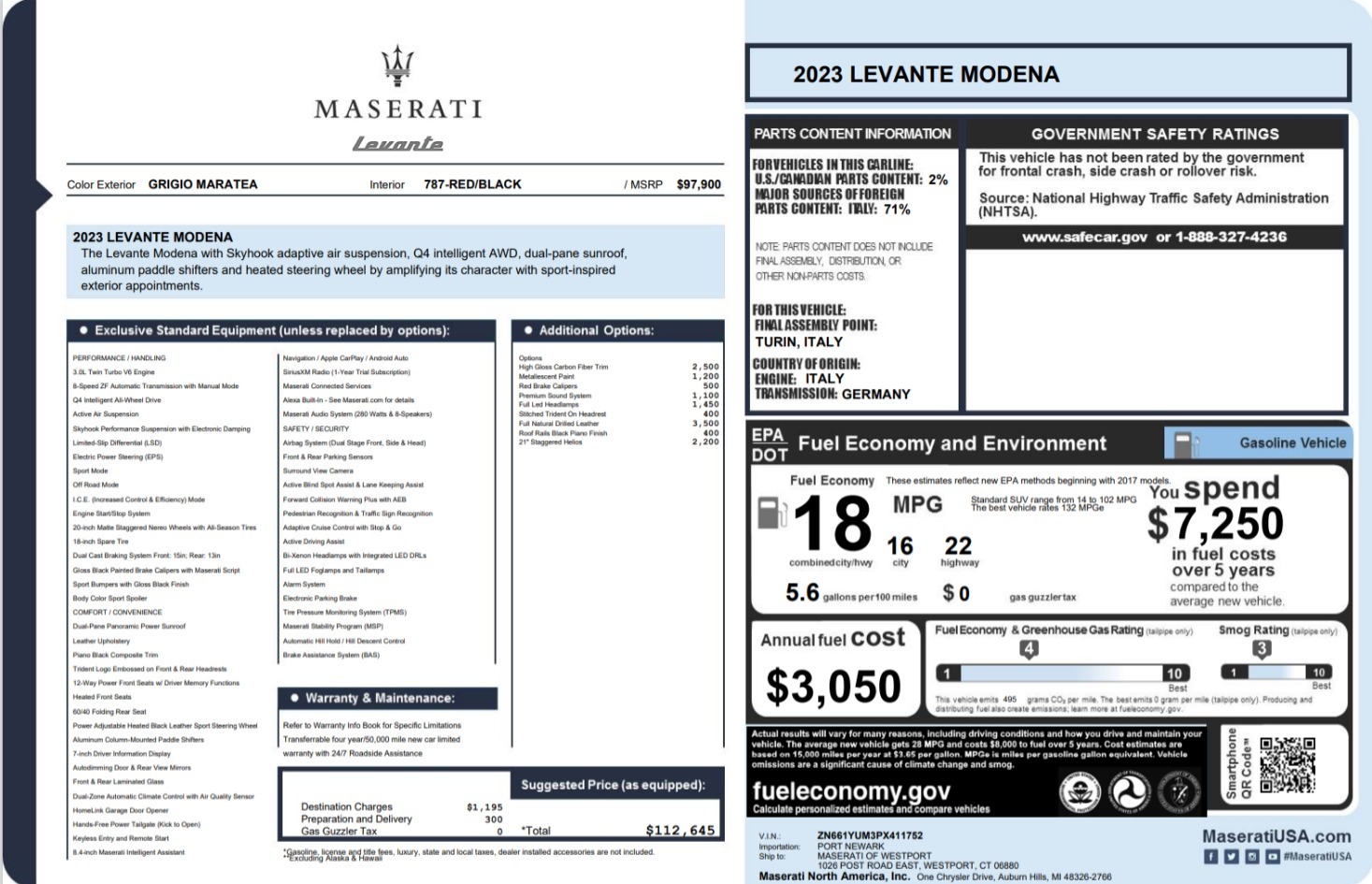 Used 2023 Maserati Levante Modena for sale $51,900 at Maserati of Greenwich in Greenwich CT 06830 1