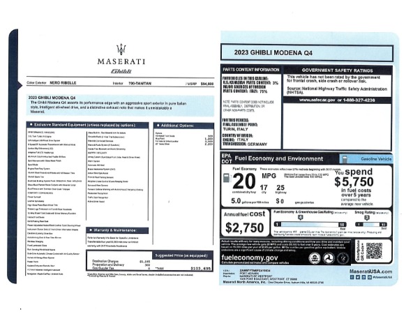 New 2023 Maserati Ghibli Modena Q4 for sale $89,847 at Maserati of Greenwich in Greenwich CT 06830 15