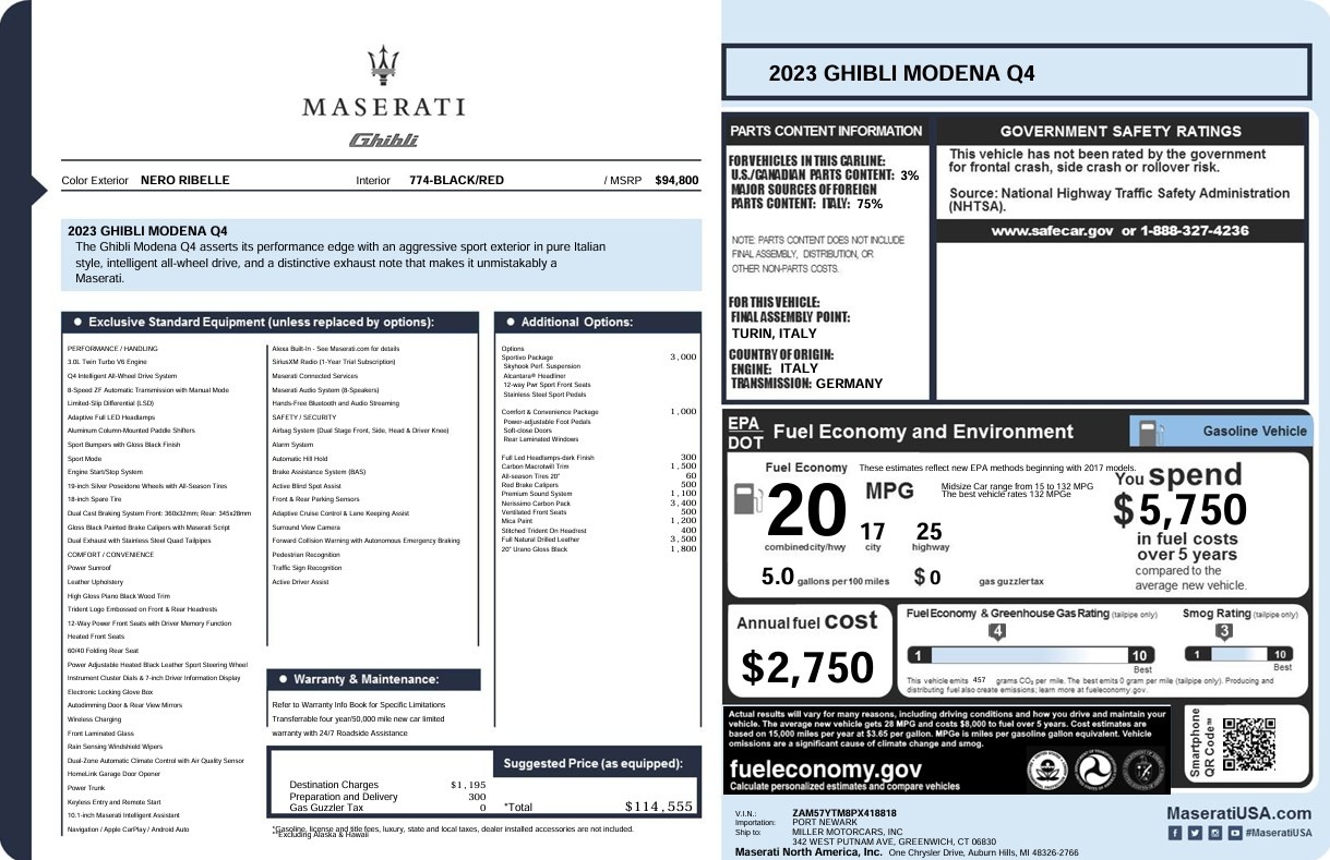 Used 2023 Maserati Ghibli Modena Q4 for sale Call for price at Maserati of Greenwich in Greenwich CT 06830 1