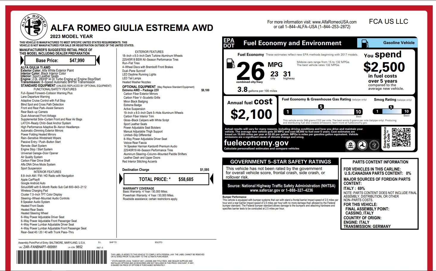 Used 2023 Alfa Romeo Giulia Estrema for sale Call for price at Maserati of Greenwich in Greenwich CT 06830 1
