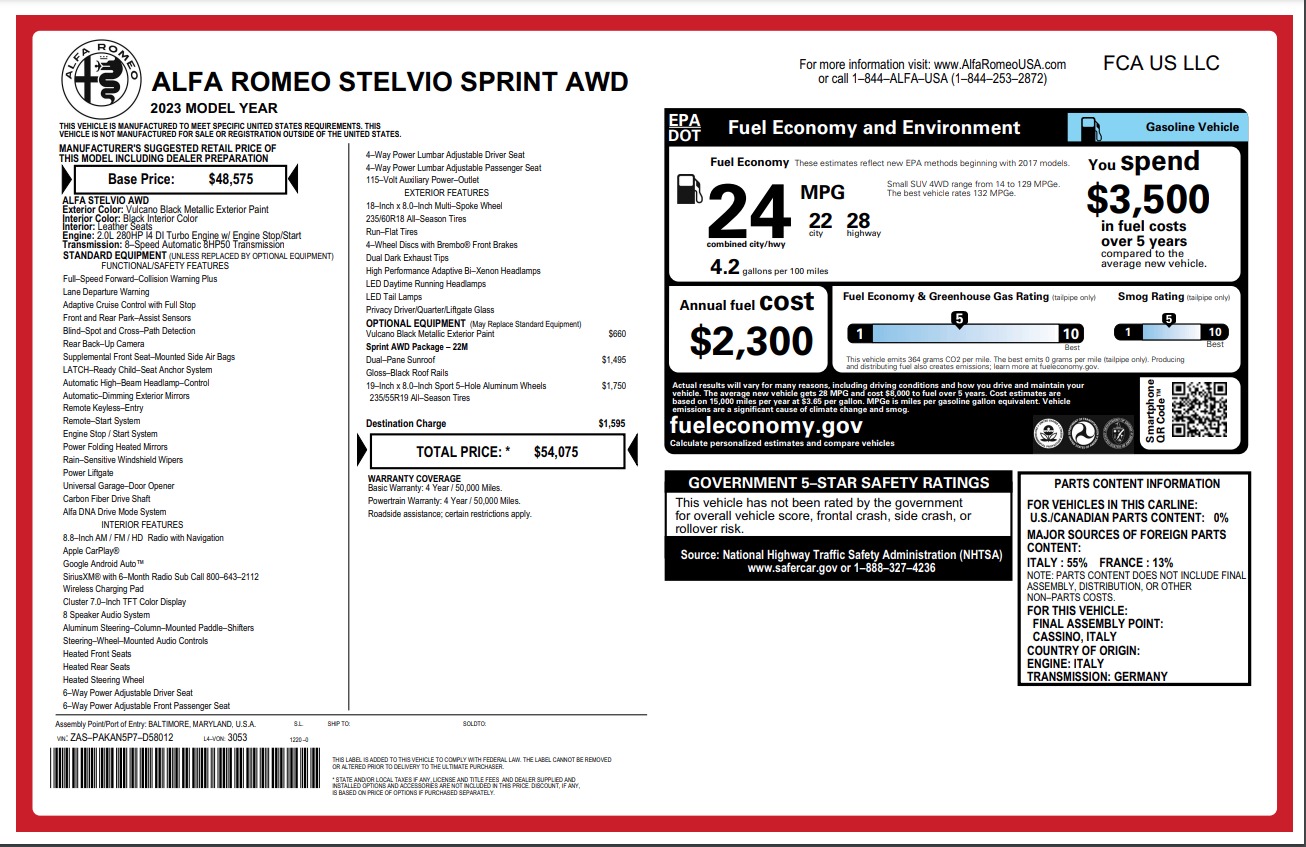 Used 2023 Alfa Romeo Stelvio Sprint for sale $29,900 at Maserati of Greenwich in Greenwich CT 06830 1