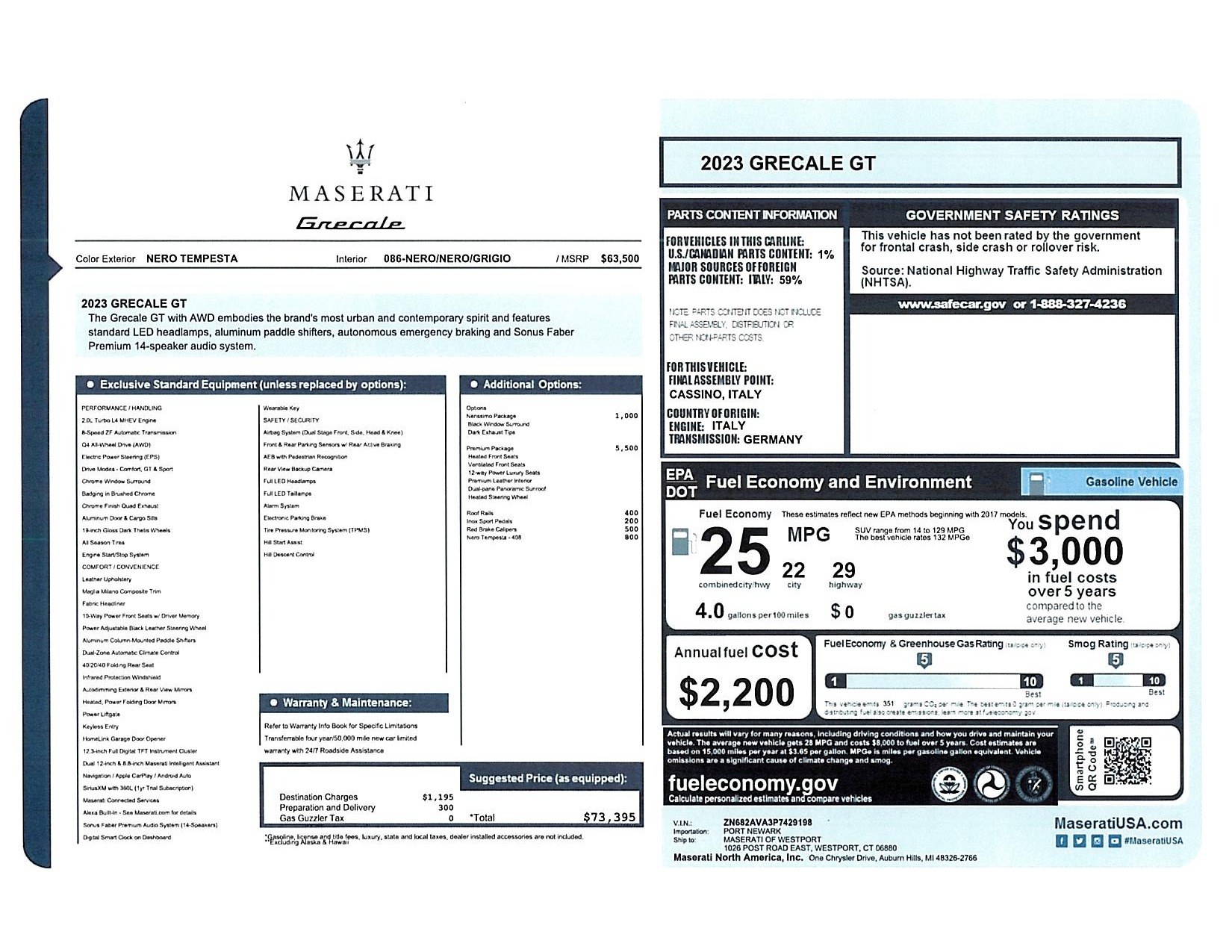 New 2023 Maserati Grecale GT for sale $40,900 at Maserati of Greenwich in Greenwich CT 06830 1