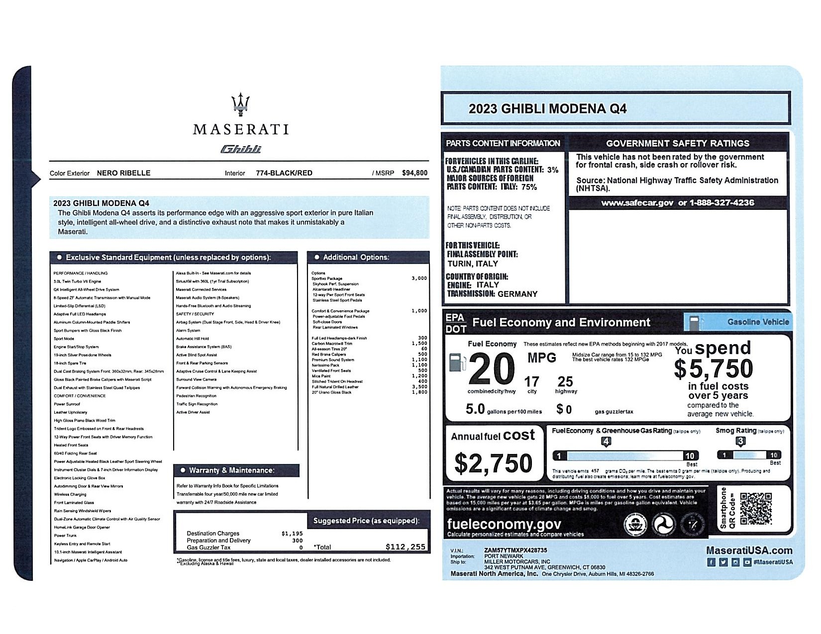 New 2023 Maserati Ghibli Modena Q4 for sale Sold at Maserati of Greenwich in Greenwich CT 06830 1