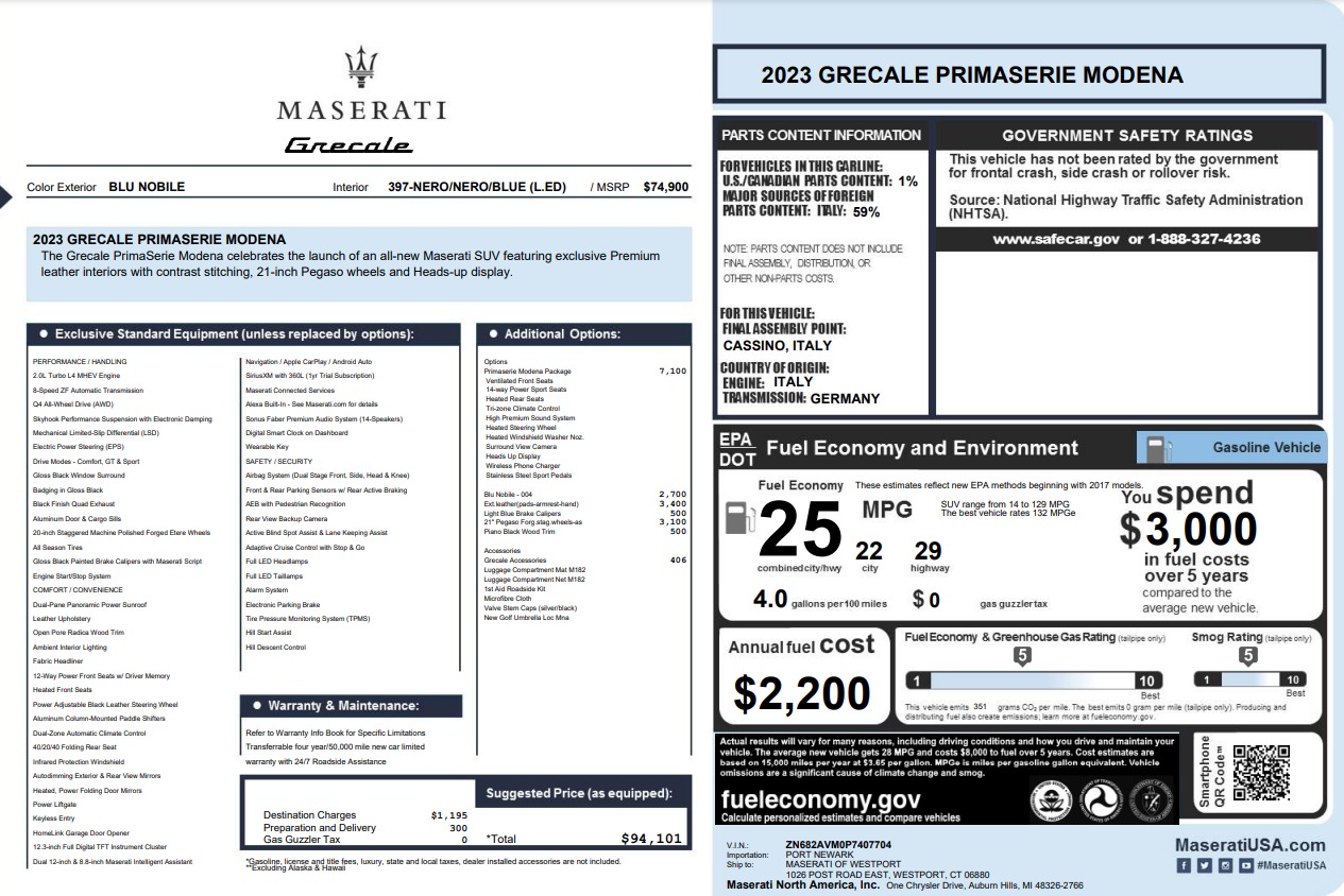 Used 2023 Maserati Grecale Modena for sale $48,900 at Maserati of Greenwich in Greenwich CT 06830 1