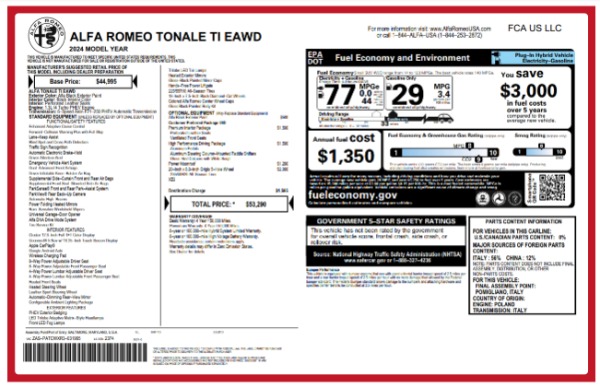 New 2024 Alfa Romeo Tonale Ti for sale $53,290 at Maserati of Greenwich in Greenwich CT 06830 27