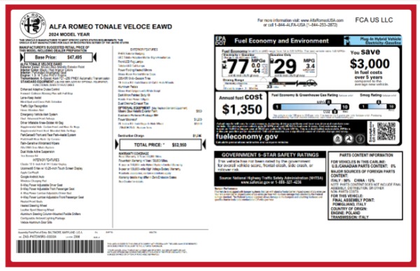 Used 2024 Alfa Romeo Tonale Veloce for sale $26,900 at Maserati of Greenwich in Greenwich CT 06830 24