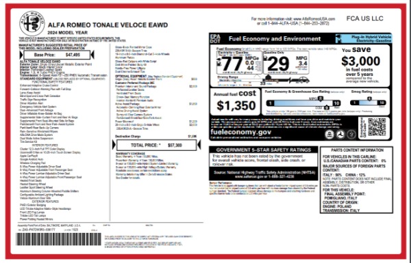 New 2024 Alfa Romeo Tonale Veloce for sale $57,300 at Maserati of Greenwich in Greenwich CT 06830 28