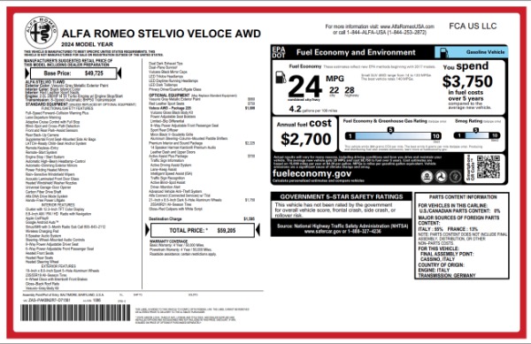New 2024 Alfa Romeo Stelvio Veloce for sale $59,205 at Maserati of Greenwich in Greenwich CT 06830 28
