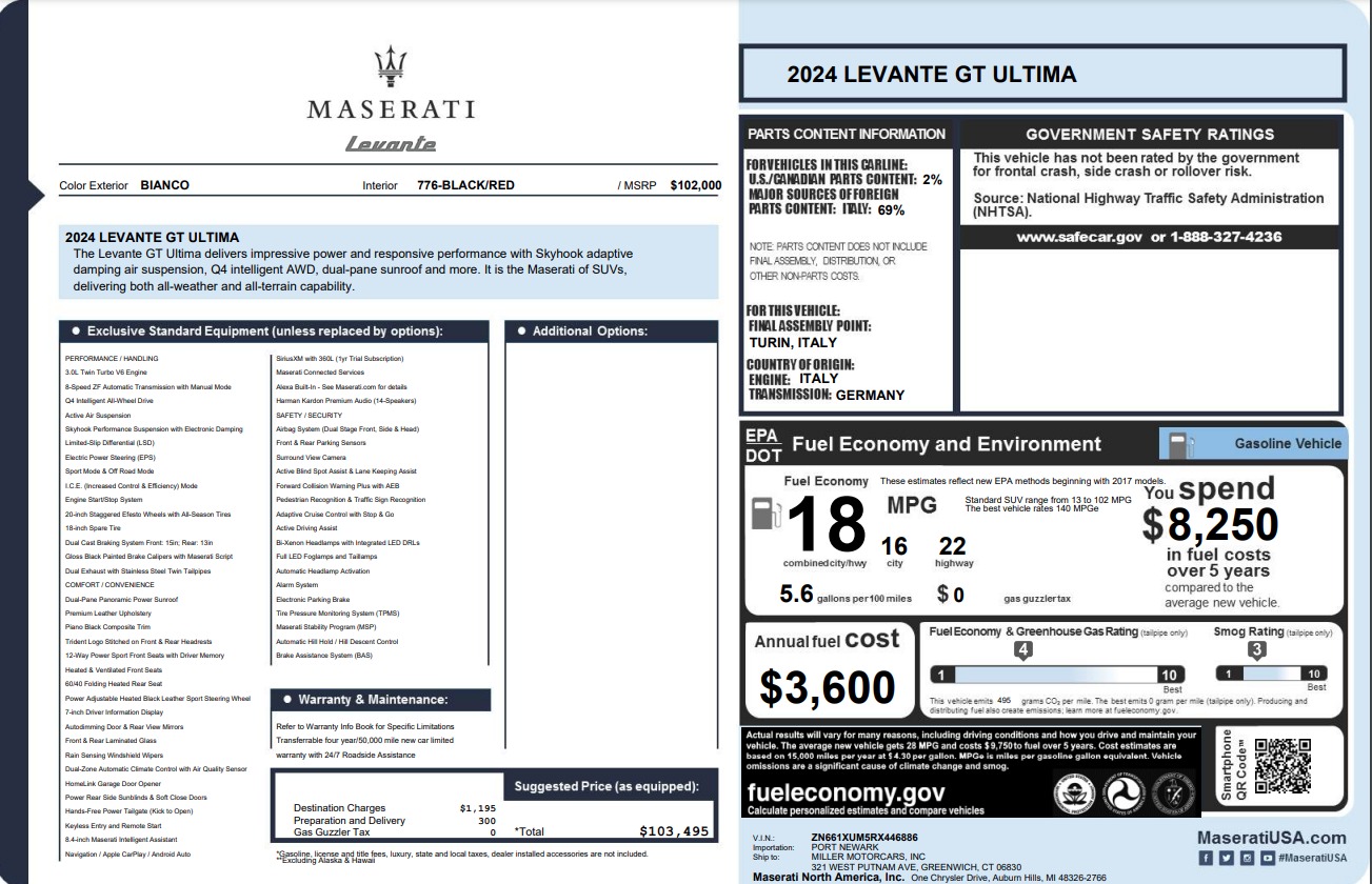 New 2024 Maserati Levante GT for sale Sold at Maserati of Greenwich in Greenwich CT 06830 1