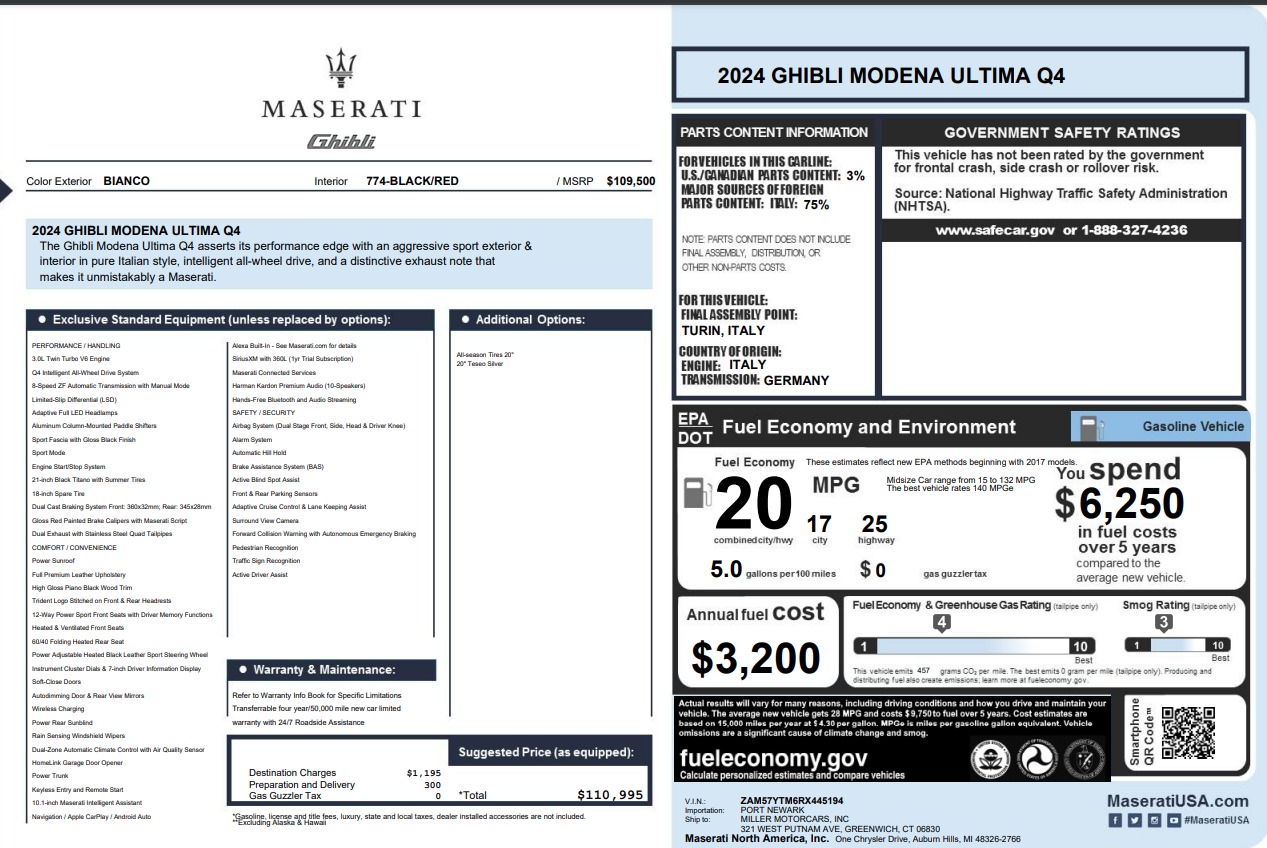 New 2024 Maserati Ghibli Modena Ultima Q4 for sale Sold at Maserati of Greenwich in Greenwich CT 06830 1