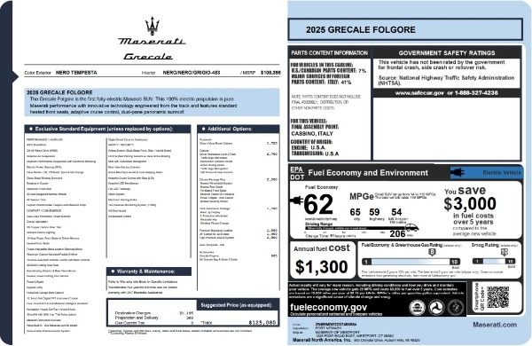 New 2025 Maserati Grecale Folgore for sale $102,900 at Maserati of Greenwich in Greenwich CT 06830 25