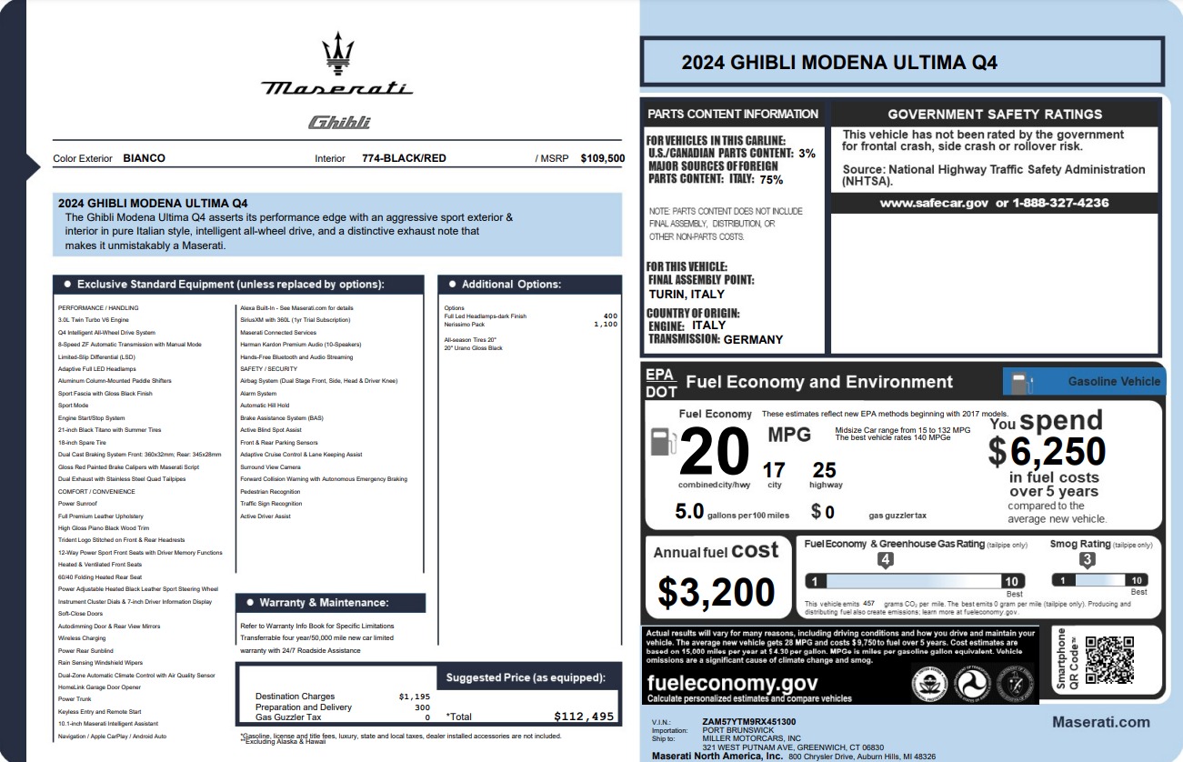 New 2024 Maserati Ghibli Modena Ultima Q4 for sale Sold at Maserati of Greenwich in Greenwich CT 06830 1