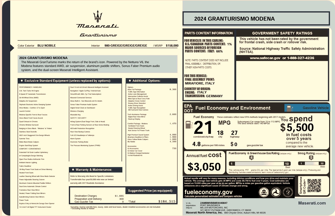 Used 2024 Maserati GranTurismo Modena for sale Call for price at Maserati of Greenwich in Greenwich CT 06830 1
