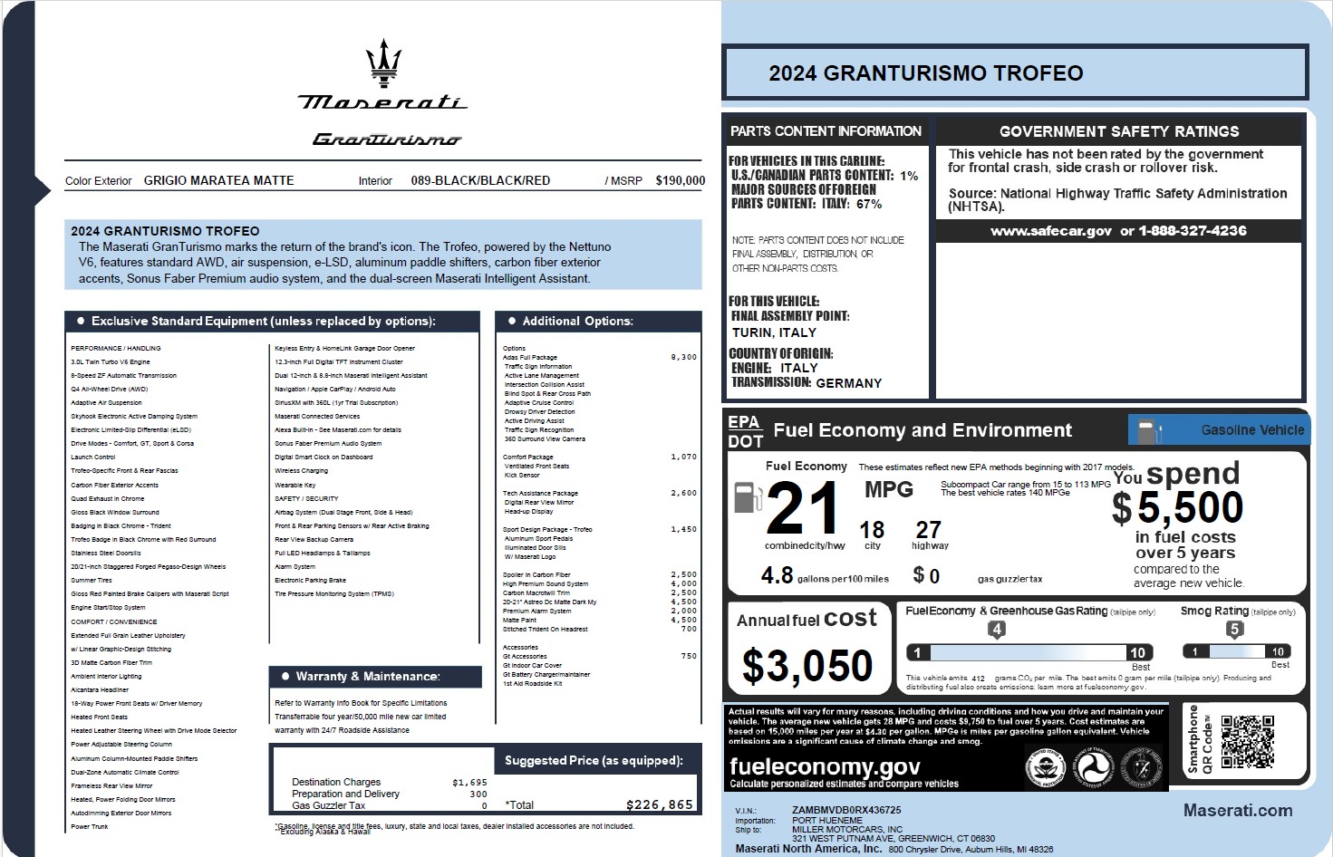 Used 2024 Maserati GranTurismo Trofeo for sale Call for price at Maserati of Greenwich in Greenwich CT 06830 1