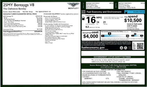 New 2025 Bentley Bentayga V8 for sale $228,660 at Maserati of Greenwich in Greenwich CT 06830 28
