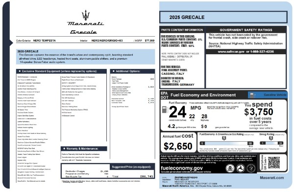 New 2025 Maserati Grecale for sale $71,739 at Maserati of Greenwich in Greenwich CT 06830 25