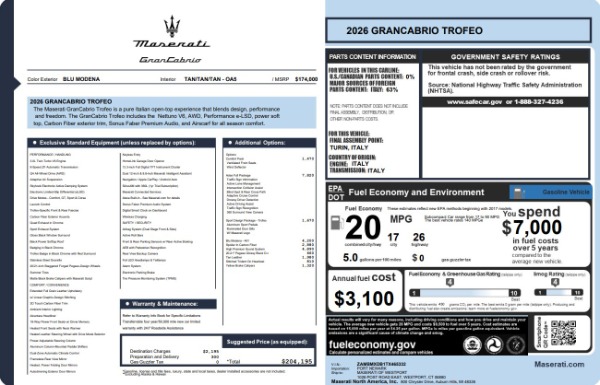 New 2026 Maserati GranCabrio Trofeo for sale $204,195 at Maserati of Greenwich in Greenwich CT 06830 25