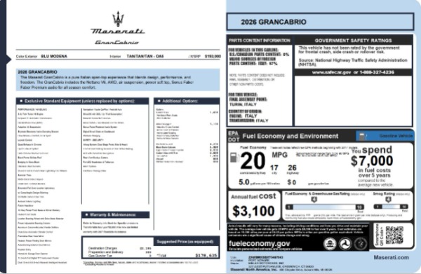 New 2026 Maserati GranCabrio Modena for sale $178,635 at Maserati of Greenwich in Greenwich CT 06830 26