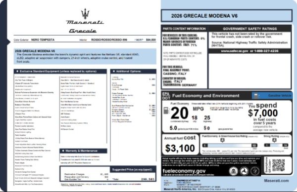 New 2026 Maserati Grecale Modena V6 for sale $93,459 at Maserati of Greenwich in Greenwich CT 06830 26