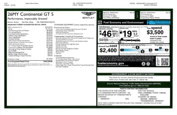 New 2026 Bentley Continental GT S for sale $344,350 at Maserati of Greenwich in Greenwich CT 06830 26
