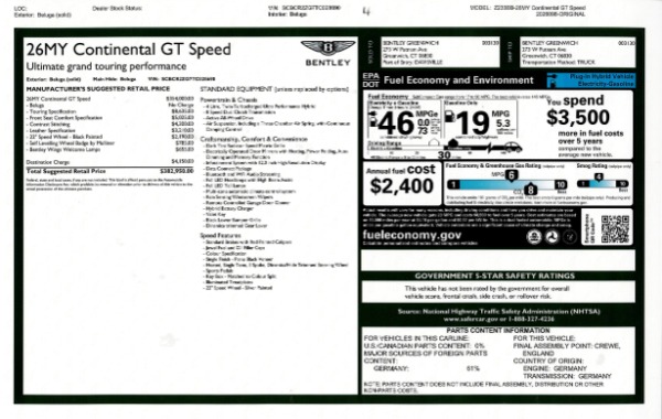 New 2026 Bentley Continental GT Speed for sale $382,950 at Maserati of Greenwich in Greenwich CT 06830 26