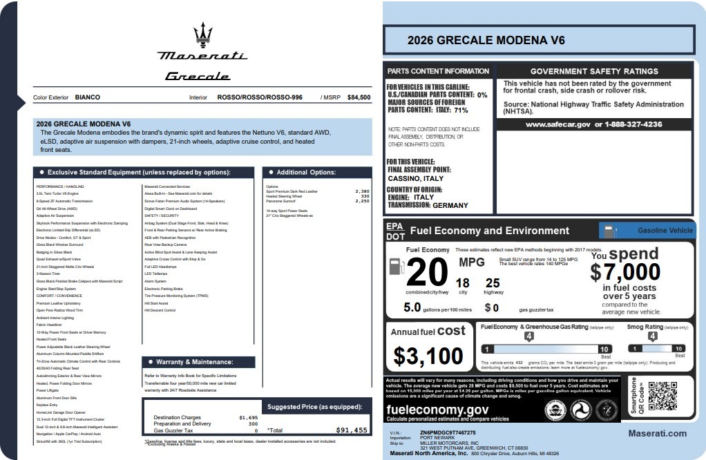 New 2026 Maserati Grecale Modena for sale $90,735 at Maserati of Greenwich in Greenwich CT 06830 1