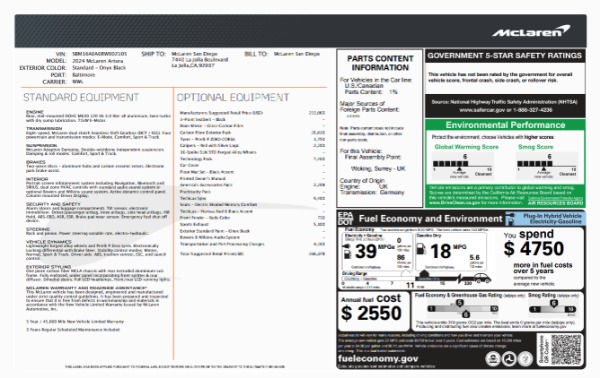 Used 2024 McLaren Artura TechLux for sale $175,900 at Maserati of Greenwich in Greenwich CT 06830 6