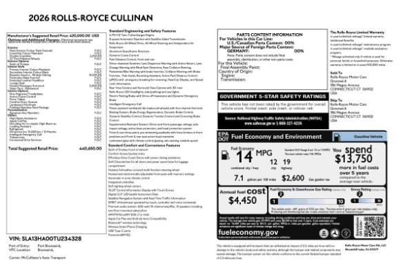 Used 2026 Rolls-Royce Cullinan for sale $425,900 at Maserati of Greenwich in Greenwich CT 06830 9